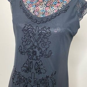 Black beaded cocktail dress